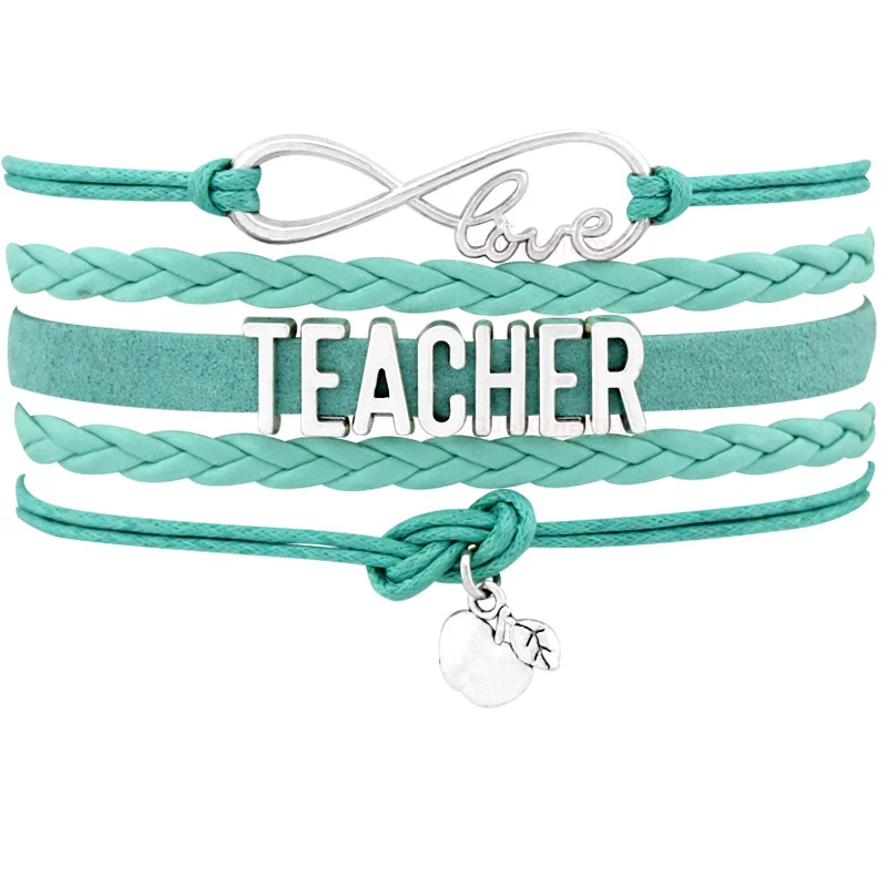 

Teacher Assistant Teach Apples Infinity Love Antique Silver Charm Bracelets Jewelry Women Men Unisex Gift Many Styles to Choose