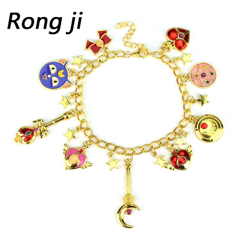 

Sailor Moon Star Crystal Bracelet & Bangle Totoro Gravity Falls black panther Enamel Stars Pentacle Charms Anime Jewelry