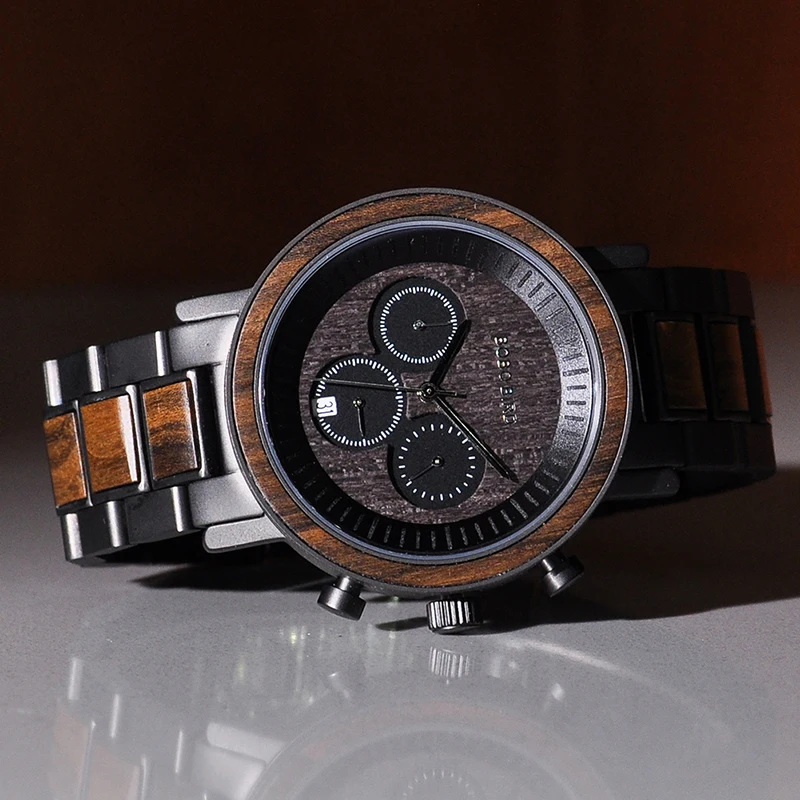 BOBO BIRD Wooden Stainless Steel Men Watches Top Brand Luxury Waterproof Chronograph Watch Dropshipping BOBO BIRD Wooden Stainless Steel Men Watches Top Brand Luxury Waterproof Chronograph Watch Dropshipping