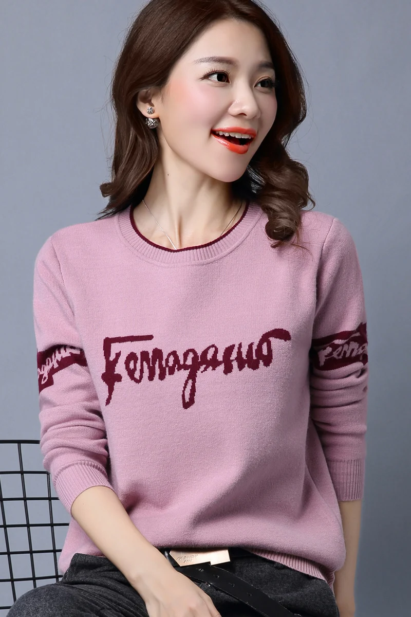 Повседневный свитер, осенний зимний свитер, женский короткий, Свободный корейский вариант, куртка, теплая и приталенная рубашка - Цвет: Фиолетовый