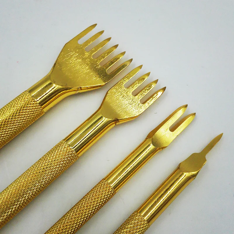 4 мм набор из 4 кожаных инструментов для рукоделия золотые дыроколы сшивающий инструмент 1+ 2+ 4+ 6 зубец высокого качества