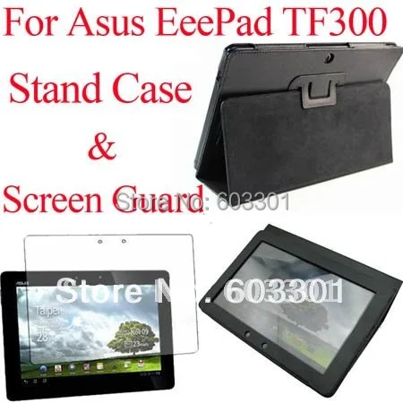 

For Asus Transformer Pad TF300 Stand case and Screen Guard Film, For Asus TF300TG TF300T TF300 Cover Bag & screen protector
