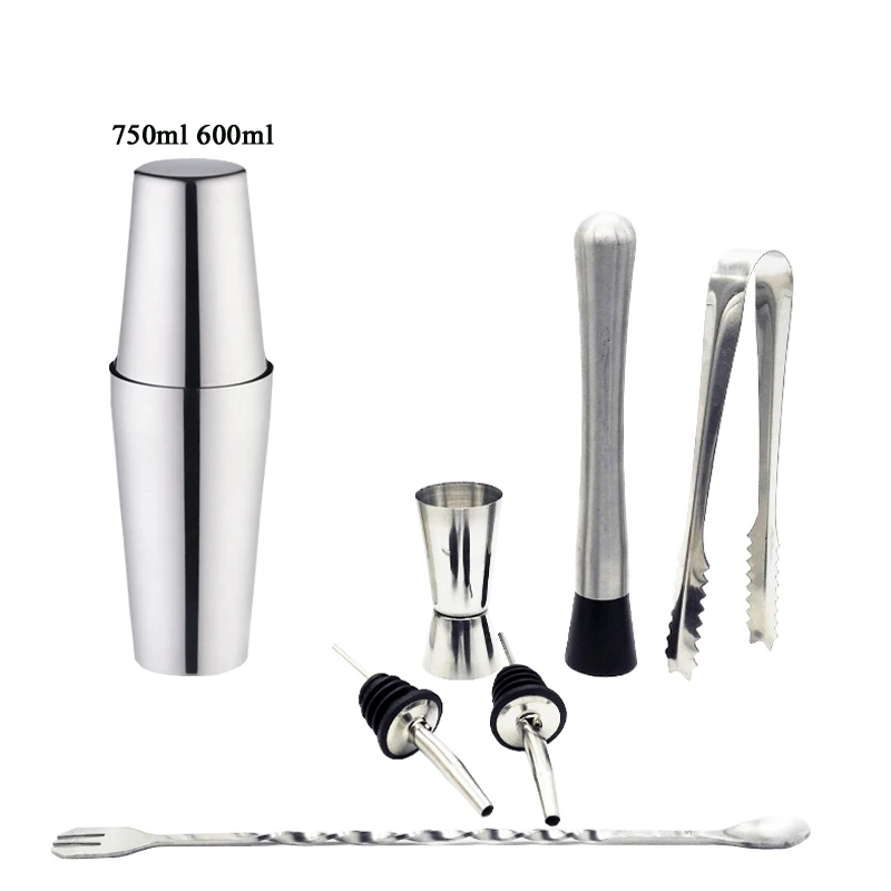 

AREYOUCAN 750ml 600ml 450ml Stainless Steel Cocktail Shaker Mixer Wine Martini Drinking Boston Style Shaker For Party Bar Tool