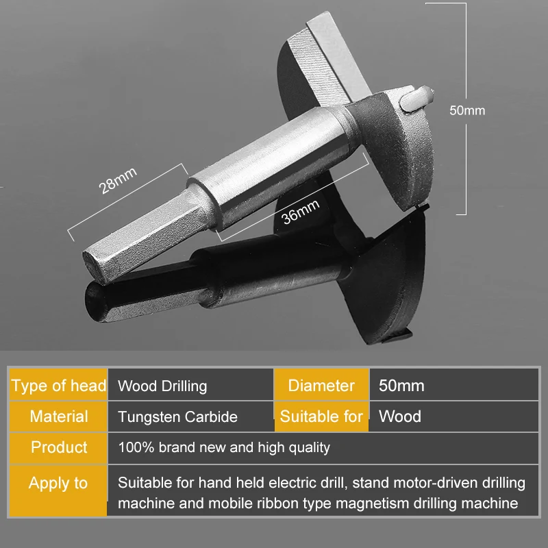 HOEN 1pc 50mm Forstner Wood Drill Bit Centering Hole Saw Wood Cutter Woodworking Tools HSS Carbide Rotary Hand Tools HOEN 1pc 50mm Forstner Wood Drill Bit Centering Hole Saw Wood Cutter Woodworking Tools HSS Carbide Rotary Hand Tools