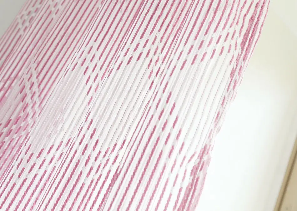 Новейшая Высококачественная элегантная розовая пряжа в полоску, тюль для окна, занавеска для гостиной, отвесное постельное белье, украшение для комнаты, кофейная занавеска