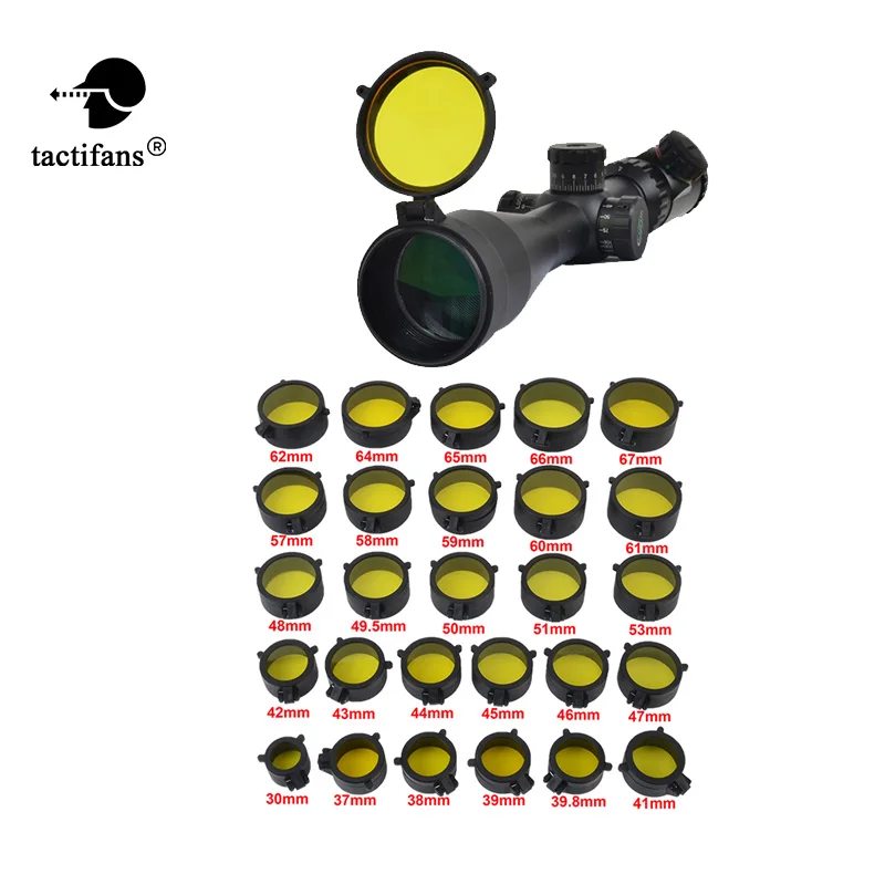 

TACTIFANS See Thru Flip Up Amber Lens Cover Open Hunting Caliber Rifle Scope 28 Sizes Airsoft Paintball Army Game Accessories