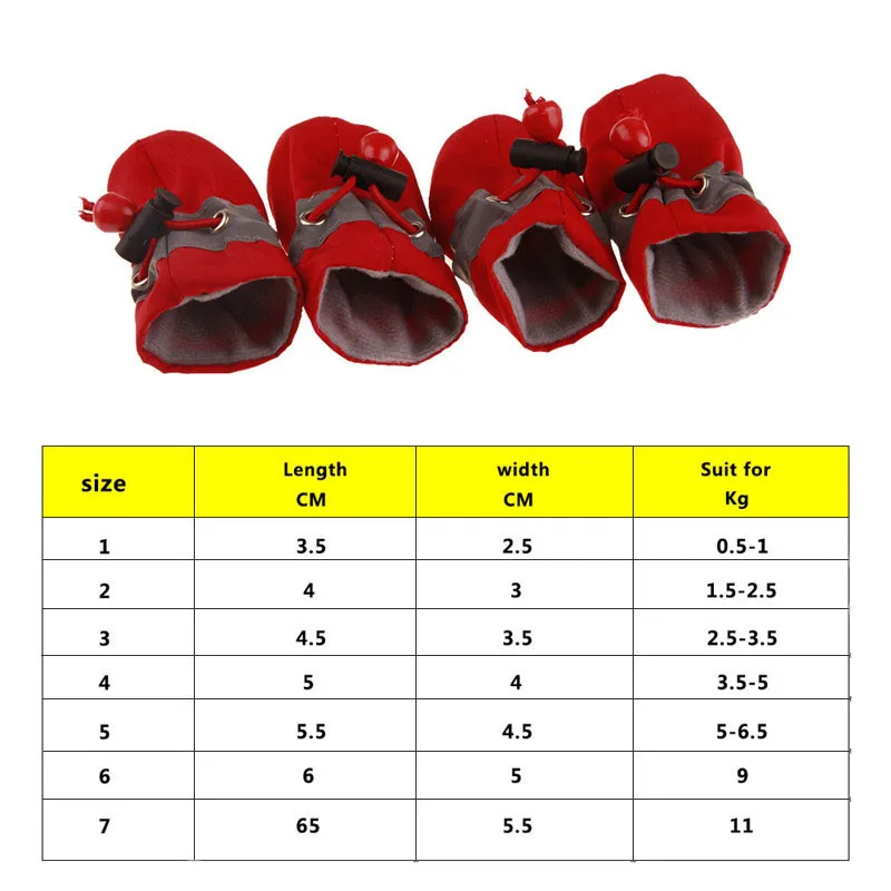 4 шт./компл. Pet Обувь для снега и дождя; зимние Водонепроницаемый сапоги кошки собаки с антискользящим покрытием; зимняя теплая обувь; сезон зима щенок носки