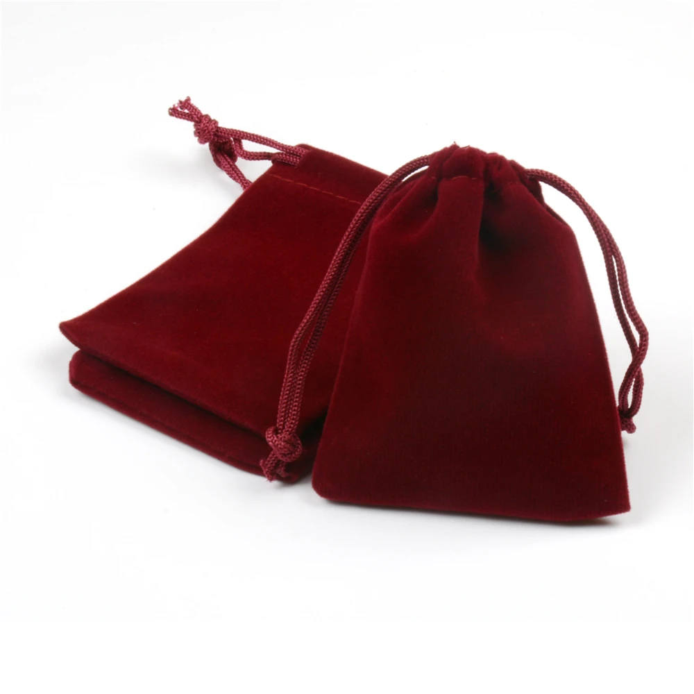 Buy 7x9cm Dark Red Small Velvet Drawstring Bags