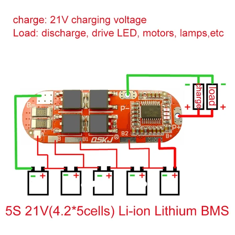BMS 25A 3S 12,6 в 4S 16,8 в 5S 21 в 18650 литий-ионный аккумулятор защитная схема плата для зарядки Модуль PCM полимерная Lipo ячейка PCB - Цвет: 5S BMS 25A 21V