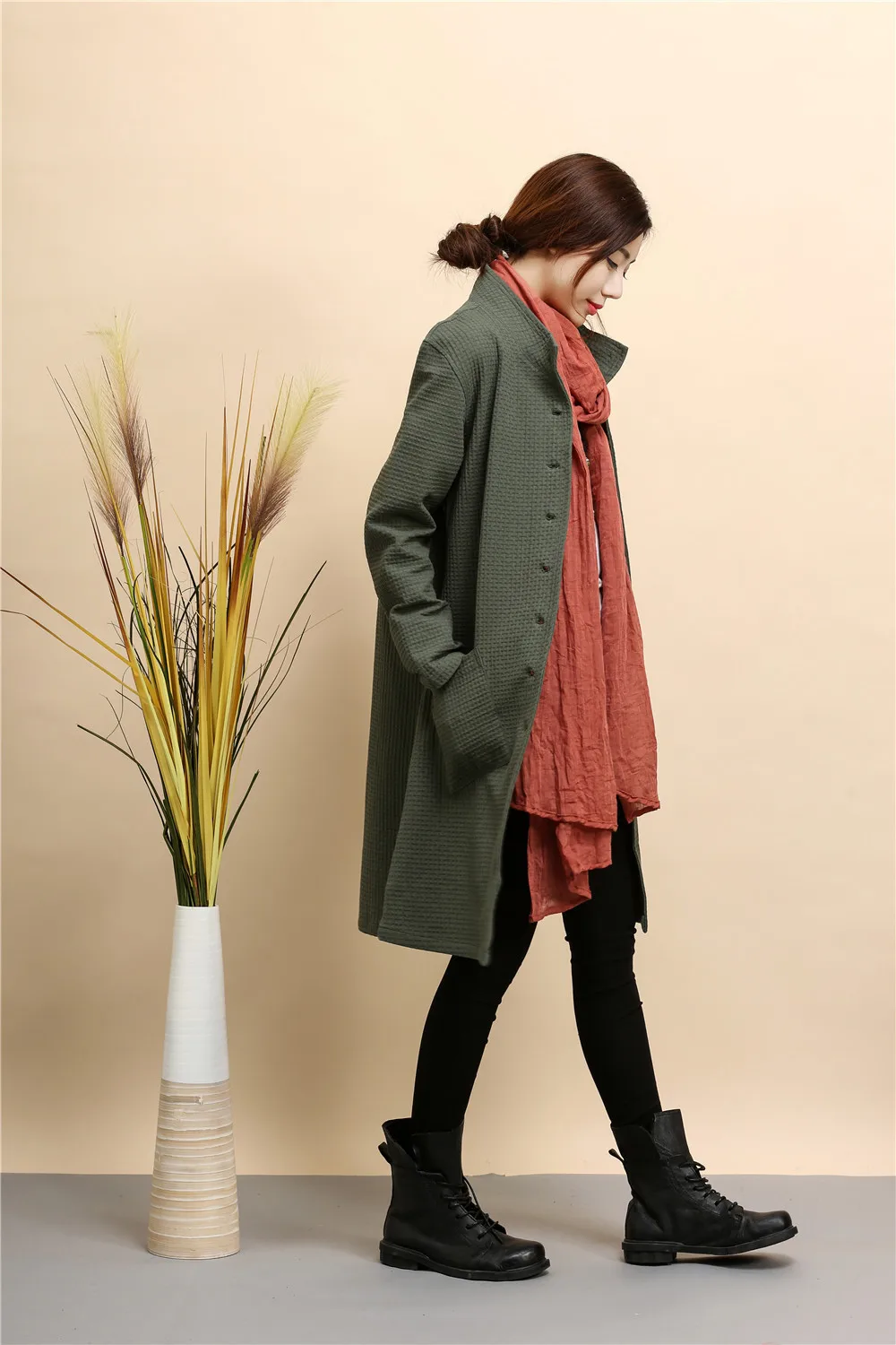 Новинка, модное приталенное пальто для женщин, весна-осень, высокое качество, хлопок, лен, пальто для женщин, плюс размер, женский плащ-Пыльник, 3 цвета