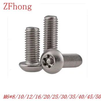 

50PCS M6*8/10/12/16/20/25/30/40/50 A2 Stainless Steel Torx Button Head Tamper Proof Security Screw Screws