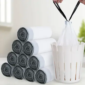 

5 Roll Drawstring Garbage Bags Kitchen Thicken Roller Trash Bags Portable Disposable Household Rubbish Bag bolsa basura