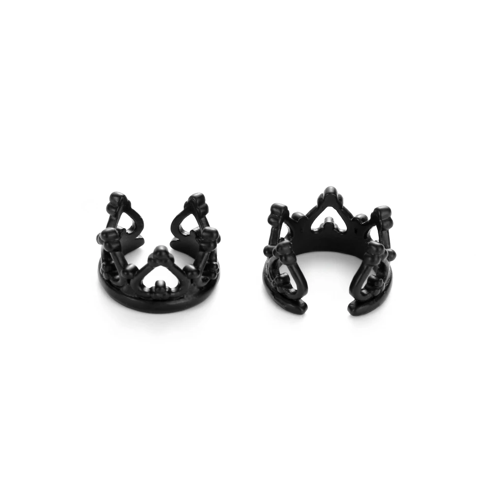 1pair Punk Rock Crystal Crown U-shaped Ear Earrings Fashion Women Clip Cuff Wrap No Piercing-Clip On