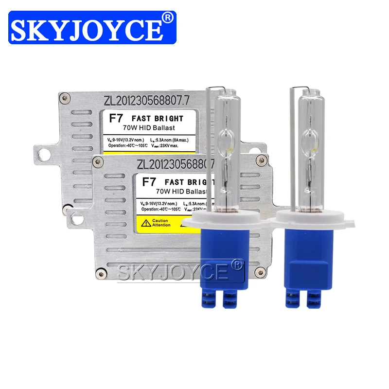 SKYJOYCE 12V 70W Xenon HID Kit AC 70W DLT F7 Fast Bright HID Ballast 3000K-8000K Xenon H7 H1 H3 H11 D2H Car Headlight Bulb Kit