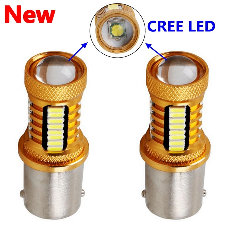 

2PCS 1156 P21W BA15S 1157 P21/5W BAY15D CREE Chip LED Auto Turn Signal Reverse Light Brake Parking Bulb Daytime Running Light
