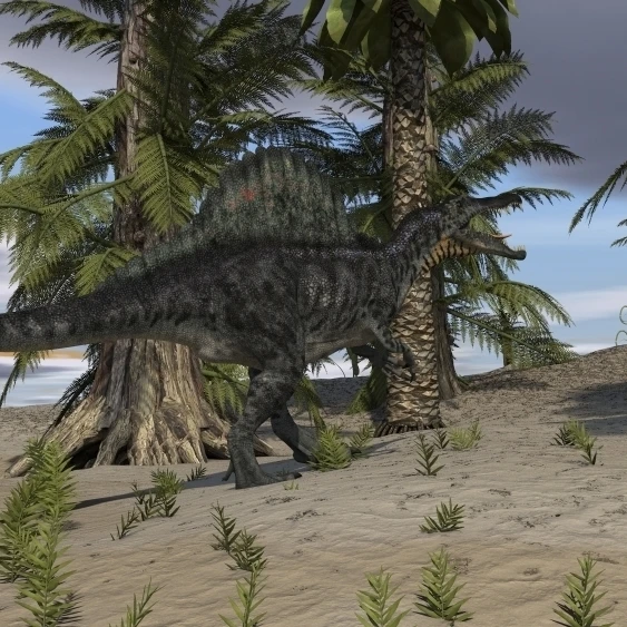 Spinosaurus hunting in a desert environment Poster Print (18 x 10)