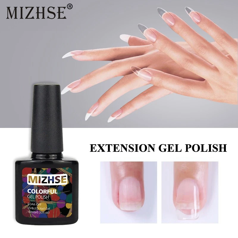 MIZHSE 10 мл УФ лак для ногтей полигель наращивания резиновый верхний базовый слой