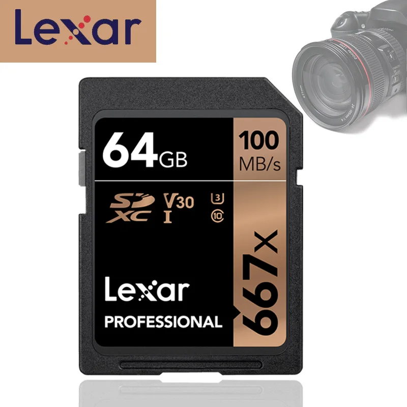 Lexar 667x memory sd Flash card 64gb U3 SDXC UHS I cards High speed 100MB s 1