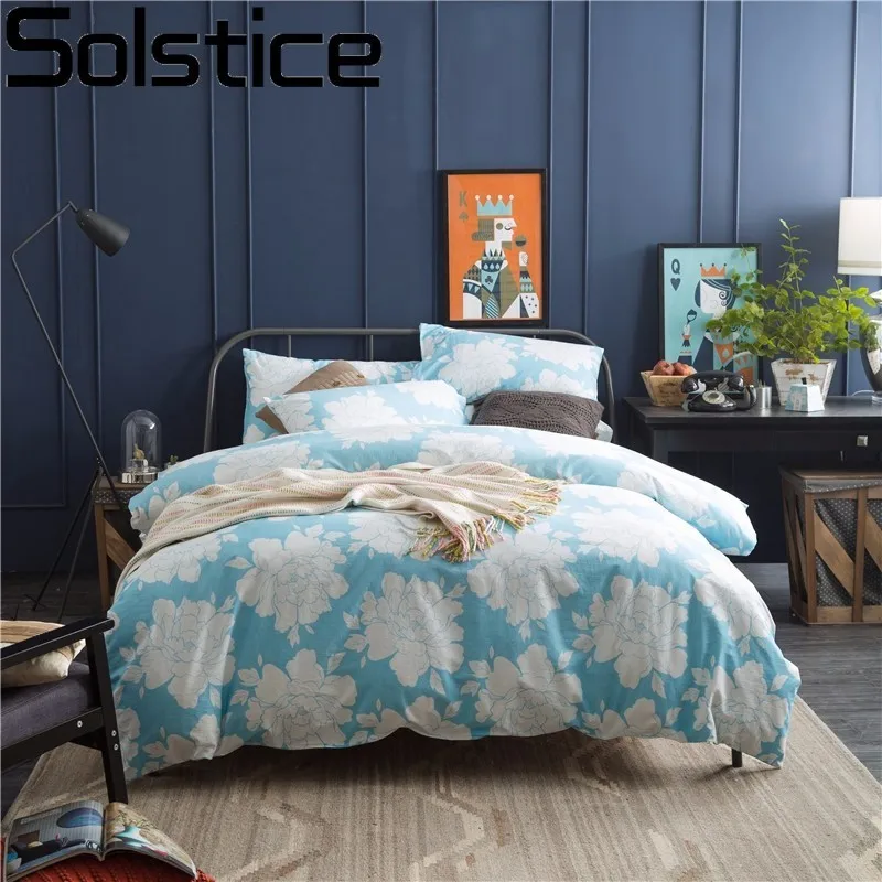 Solstice Cotton Light Blue And White Flowers Nordic Style ...