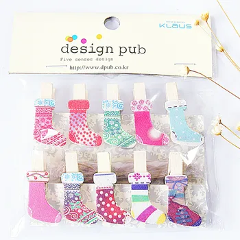 

Coloffice Small wooden clip 10pcs/set Christmas boots wooden clips children memo clip /photo folder home daily holder /3.5*0.7cm