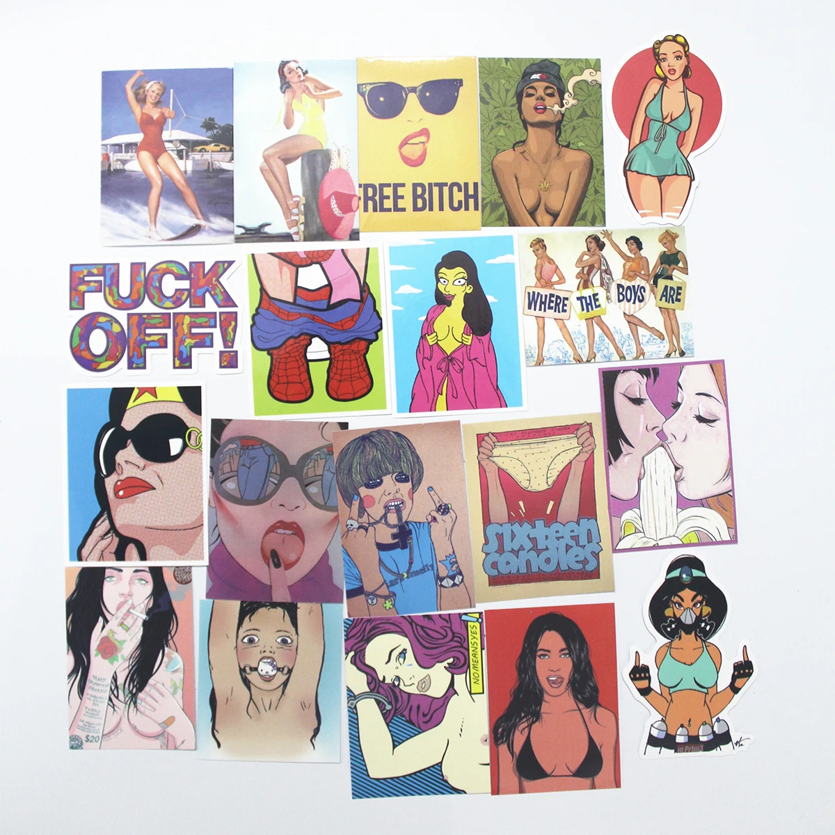 52PCS sexy girl and Dirty words Stickers for adults laptop decal fridge skateboard sticker toy stickers