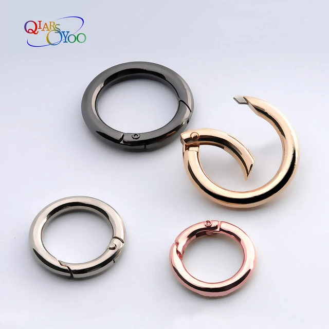 MUCHENG Pack of 3 O Ring Round Spring Gate Carabiner Snap Clip Trigger Spring Keyring Buckle Spring coil