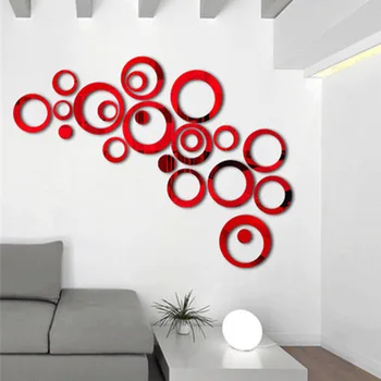 

24Pcs/set Acrylic Stickers 3D DIY Circles Wall Sticker Decoration Living Room Bedroom TV Sofa Background Wall Sticker Home Decor
