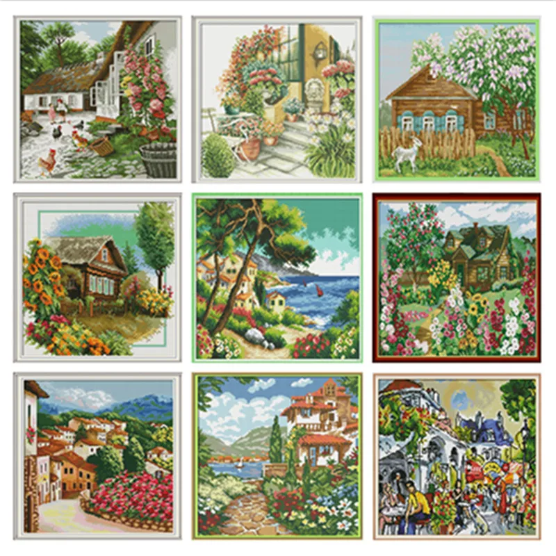 

Cross Stitch Kits Cross Stitch Patterns Water Soluble Canvas Cross Stitch Scenery Needework DIY Kit Embroidery Gift Home Decor