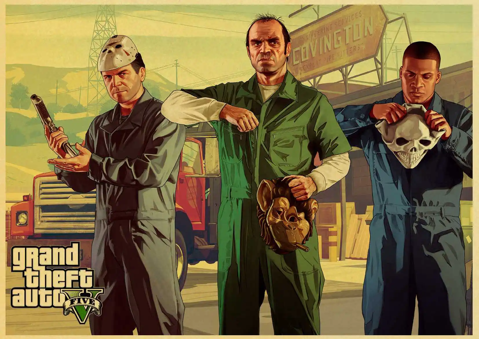 Grand Theft Auto V Game Art Ретро плакат напечатанный GTA 5 настенные картины для гостиной винтажная декоративная настенная живопись/картина