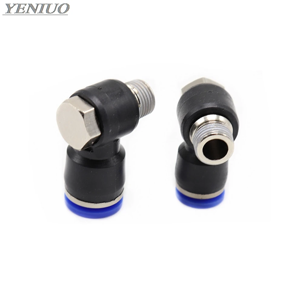 

PH" hexagonal Air Pneumatic Pipe Connector 4mm-12mm OD Hose Tube 1/8" 1/4" 3/8" 1/2" BSP Male Thread L Shape Gas Quick Fittings