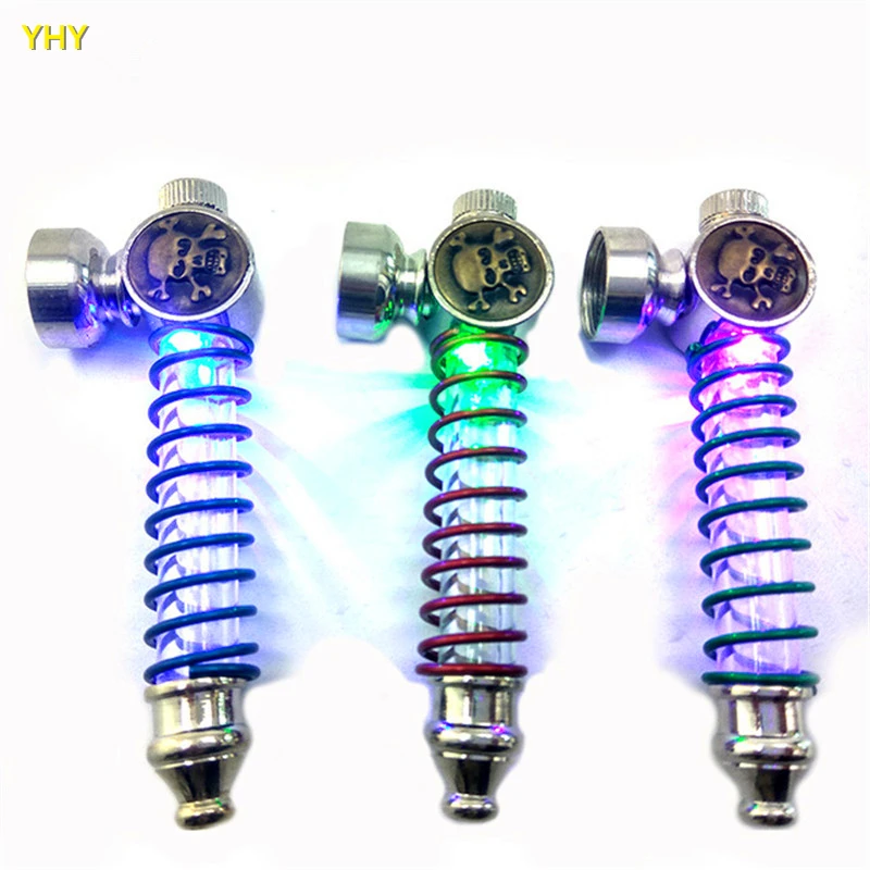 

Colorfull Flashing LED Lamp Smoke Pipes Jamaica Weed Tobacco Pipe Smoking Pipe Gift Detectors Weed Grinder Smoke Narguile Hookah