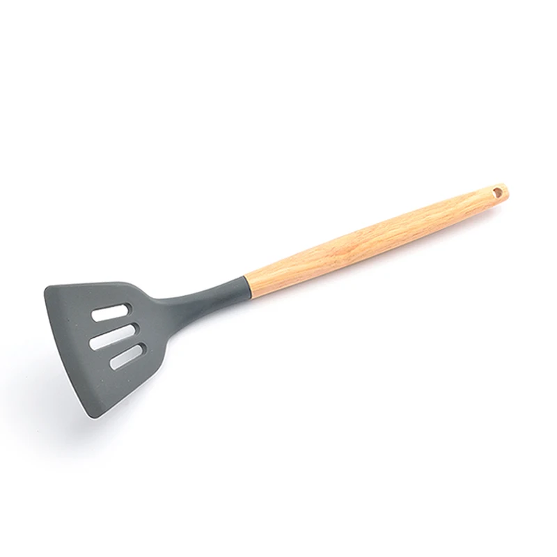 Силиконовая кухонная утварь с деревянной ручкой, ложка для выпечки, кухонные лопатки, набор инструментов 1 - Цвет: Shovel