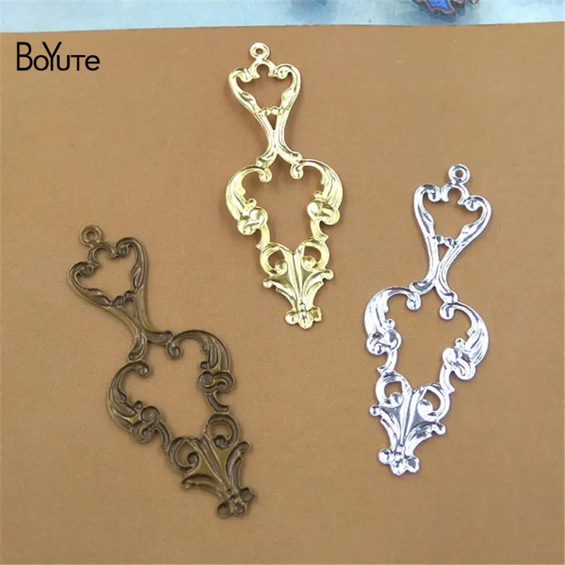 

BoYuTe (100 Pieces/Lot) Metal Brass Stamping 17*42MM Filigree Flower Pendant Charms Diy Hand Made Jewelry Materials