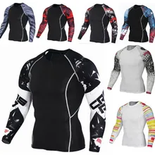 Мужские компрессионные футболки 3D подростковые Трикотажные изделия с волком футболка с длинным рукавом фитнес мужские Лайкровые ММА футболки для кроссфита колготки защитная одежда