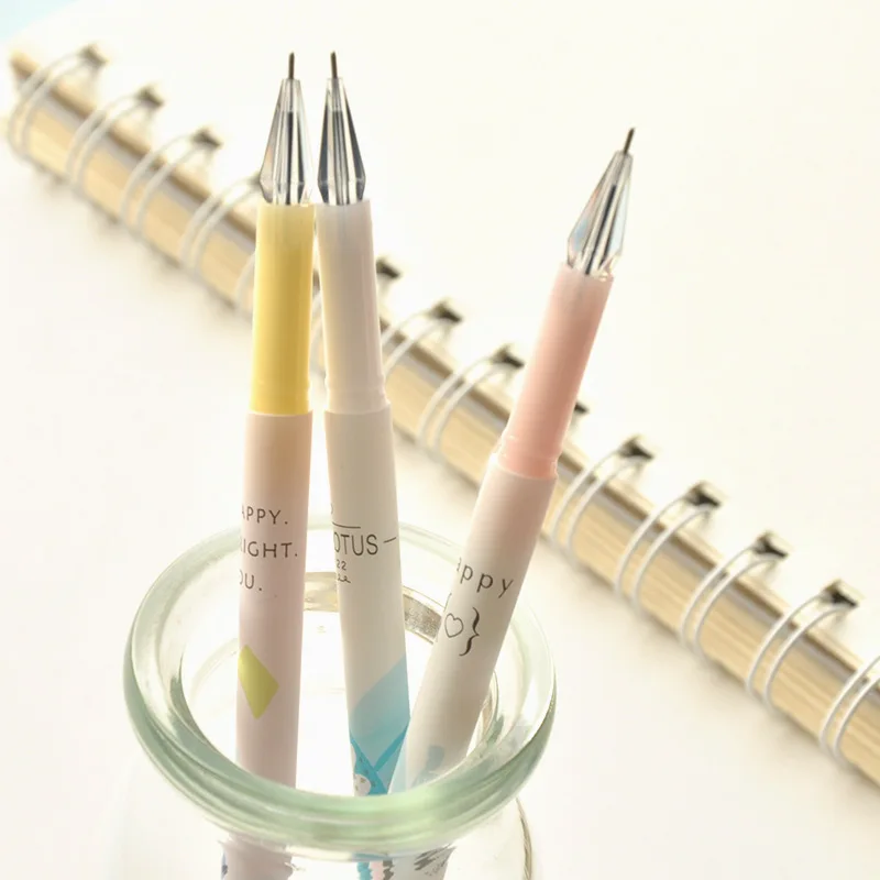 

Q47 3X Pastel Watercolored Crystal Head Gel Pen School Office Supply Student Stationery Writing Signing Tool Black Ink 0.35mm