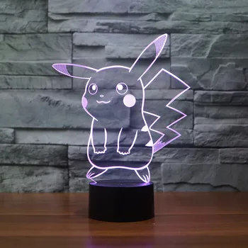 

Free Shipping Color changing Flashing Pokemon Go pikachu Arcylic 3D LED Night Light USB 3D LED Pokemon birthday atmosphere Lamps