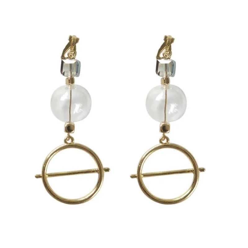 

New Designs Jewelry Square Glass Bead Pearl And Metal Pendant Earrings For Women