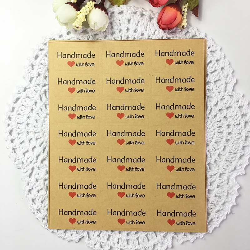 Handmade Sticker 100pcs/lot 40*20mm Vintage Stickers Kraft Label