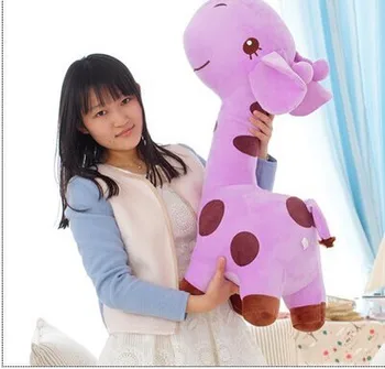 

about 85cm giraffe plush toy cartoon spotted giraffe doll, purple throw pillow ,Christmas gift b4689
