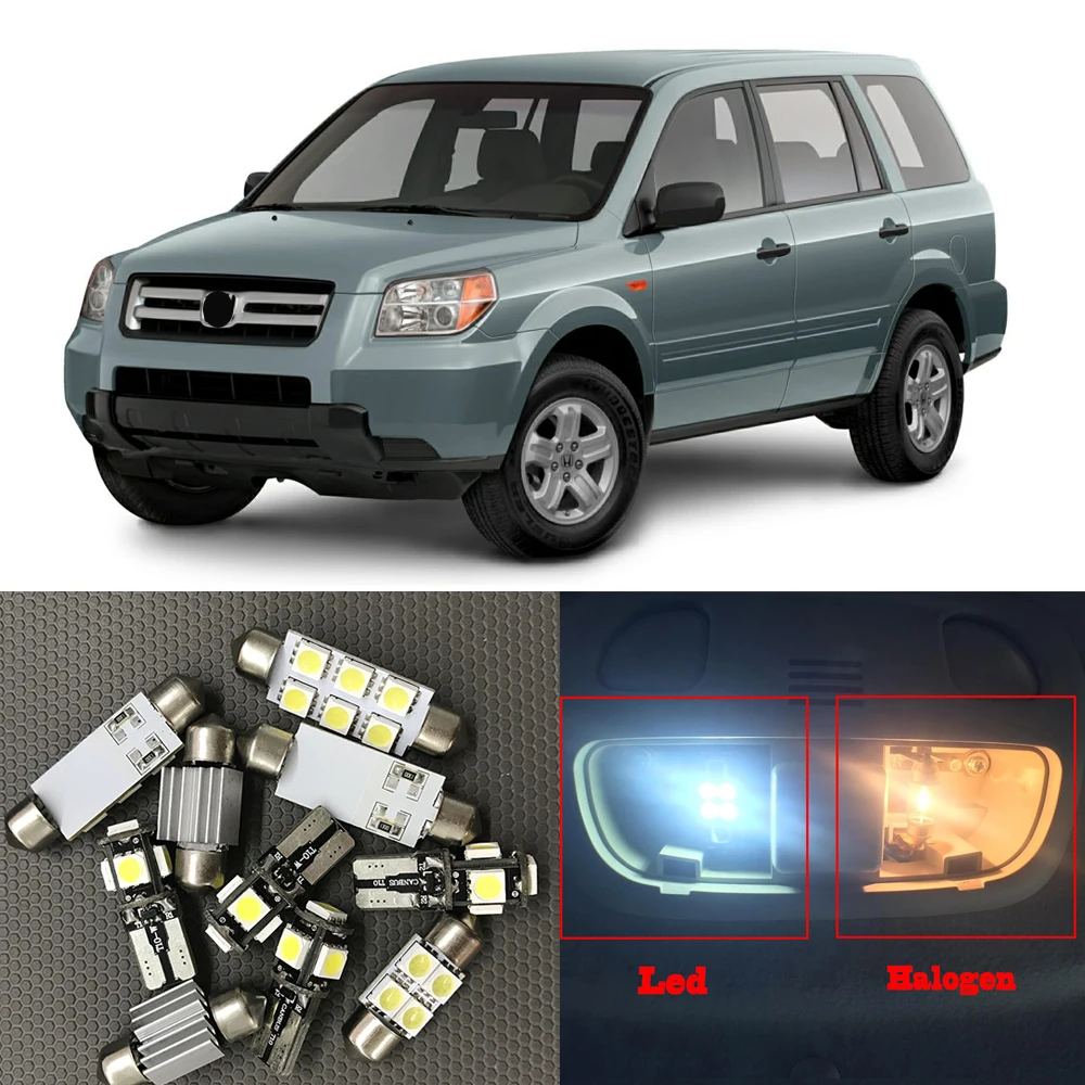 Us 12 6 10 Off 14pcs White Auto Interior Led Light Bulbs Kit For 2006 2007 2008 Honda Pilot Replacement Map Dome Trunk License Plate Light Lamp In