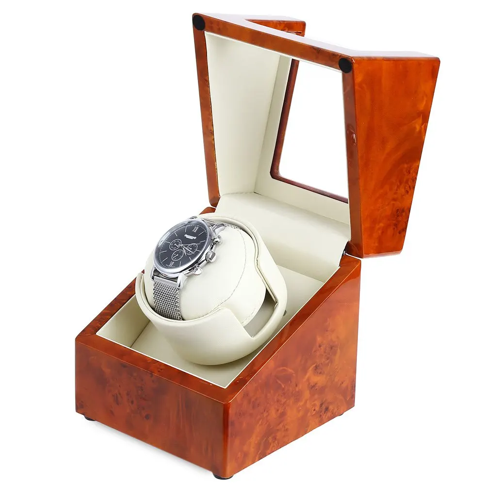 6 color New Luxury Rotary Automatic Rotating Wooden Watch Box Winder