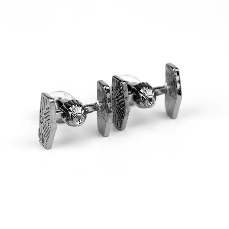 

Star Wars The Rise of Skywalker Vintage Antique Silver Fighter Cufflinks Tie Fighter Brand Cuff Buttons Cufflinks For Mens