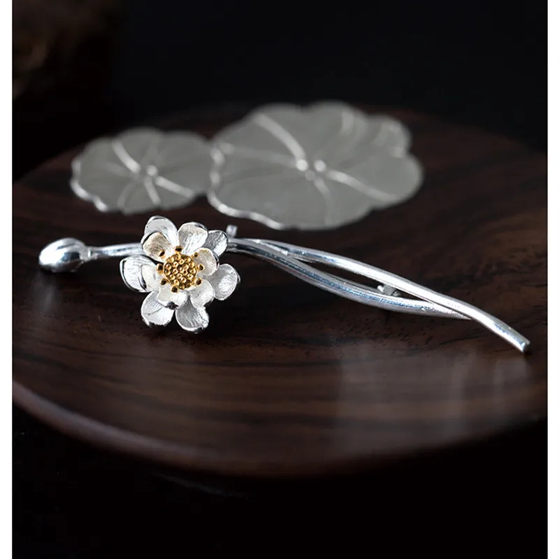 

Uglyless 100% Real Solid 925 Sterling Silver Flower Brooches for Women Ethnic Handmade Floral Brooch Vintage Floral Fine Jewelry