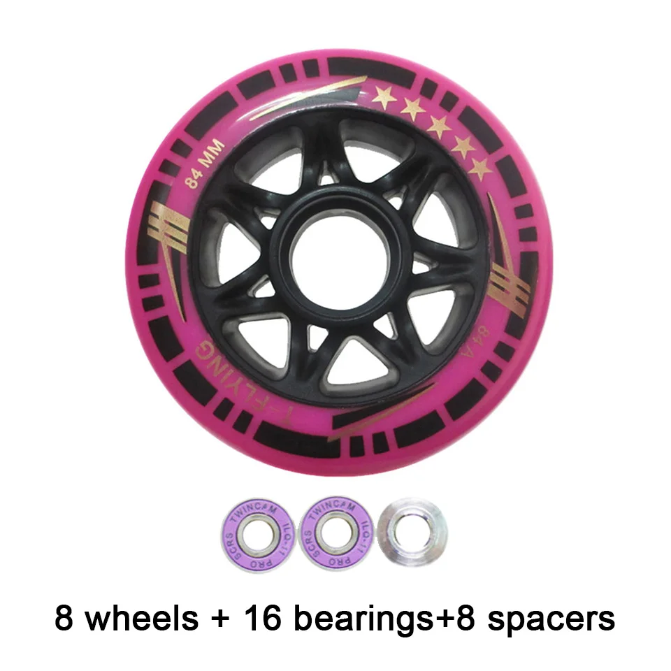 8 шт./компл. 84A 84 мм колеса для роликовых коньков Профессиональный Скорость Катание на коньках, кататься на коньках ролика колеса для гонок Patines LZ82 - Цвет: pink wheels bearing