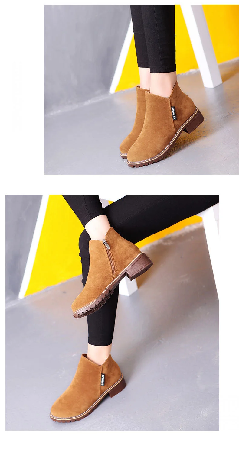 Г., зимние ботинки «Челси» Модные женские ботинки на низком каблуке теплая плюшевая зимняя обувь ботильоны на молнии, A157