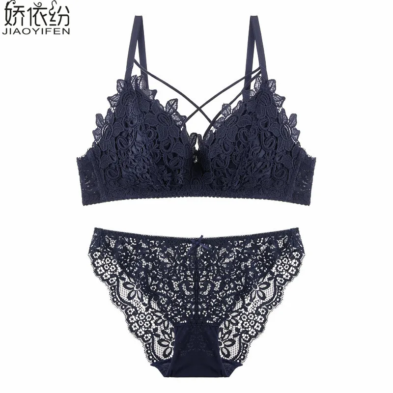 sexy bra panty JYF Brand New Thin Section Sexy Lace Bra Set Cozy Triangle Cup Women Underwear Set Hot Sale Hollow Embroidery Bra Brief Sets plus size underwear sets Bra & Brief Sets