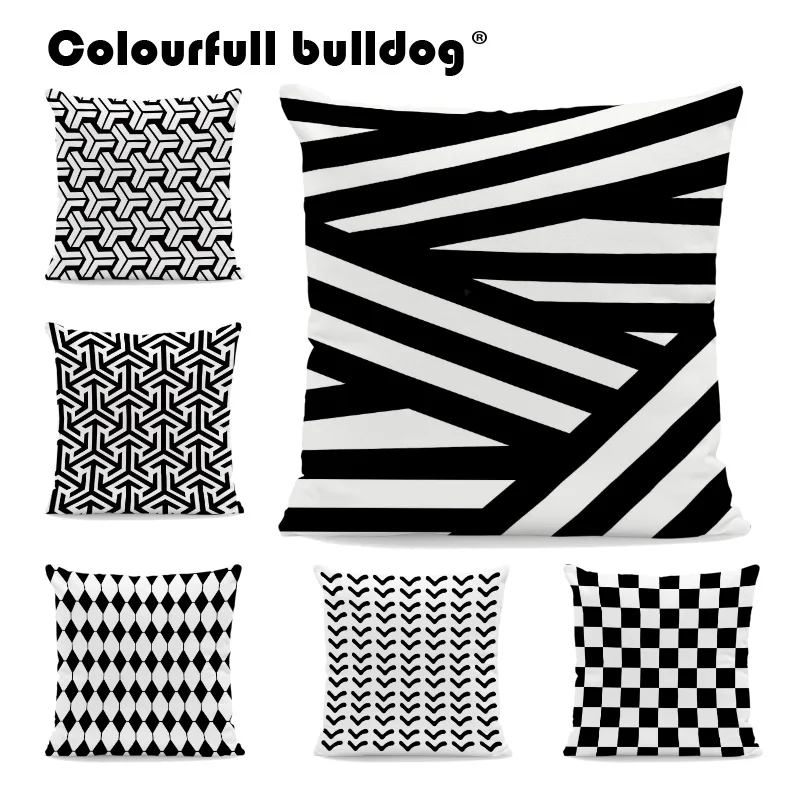 

Wholesale Black and White Geometric Striped Rhombus Pillow Cases GO Arrow Plaid Checkered Polka Dot Cushion Covers Home Decorate