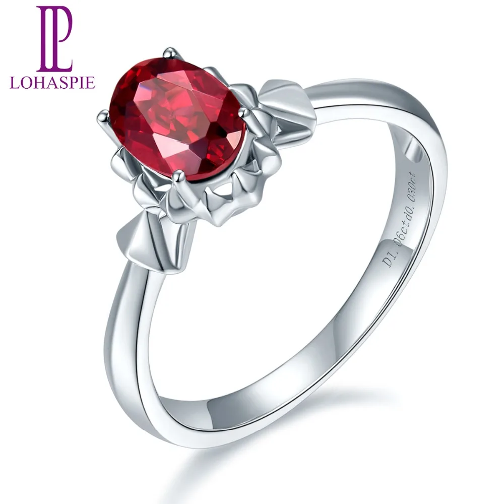 

Lohaspie Natural Gemstone Rhodolite Garnet & Diamond Solid 18K White Gold Trendy Engagement Ring Fine Jewelry For Women 2017 NEW