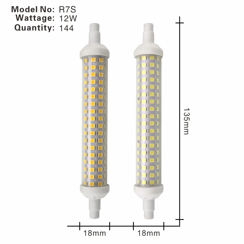 Светодиодная лампа LATTUSO R7S 6 Вт 9 Вт 12 Вт SMD 2835 78 мм 118 мм 135 мм R7S светодиодная лампочка AC220V энергосберегающая Замена галогенного света - Испускаемый цвет: 12W 135mm