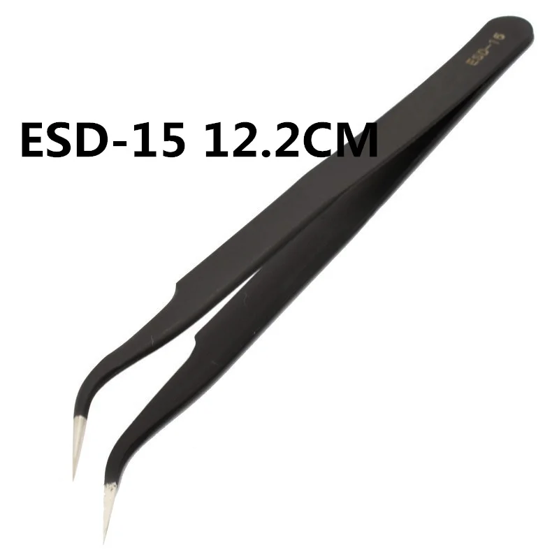 1,5 мм промышленный Пинцет Антистатический пинцет из нержавеющей стали набор инструментов для ремонта мобильных телефонов ESD прецизионный Пинцет ESD10 to ESD15